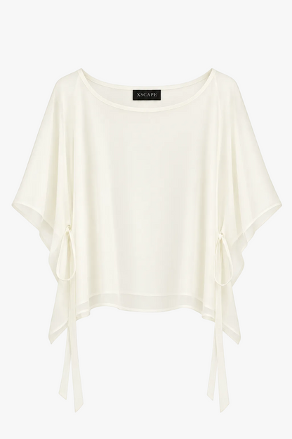 "Demi" Chiffon Pullover Shawl Wrap - Ivory | Betsy & Adam