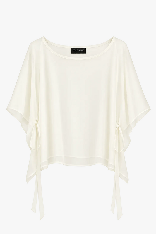 "Demi" Chiffon Pullover Shawl Wrap - Ivory | Betsy & Adam