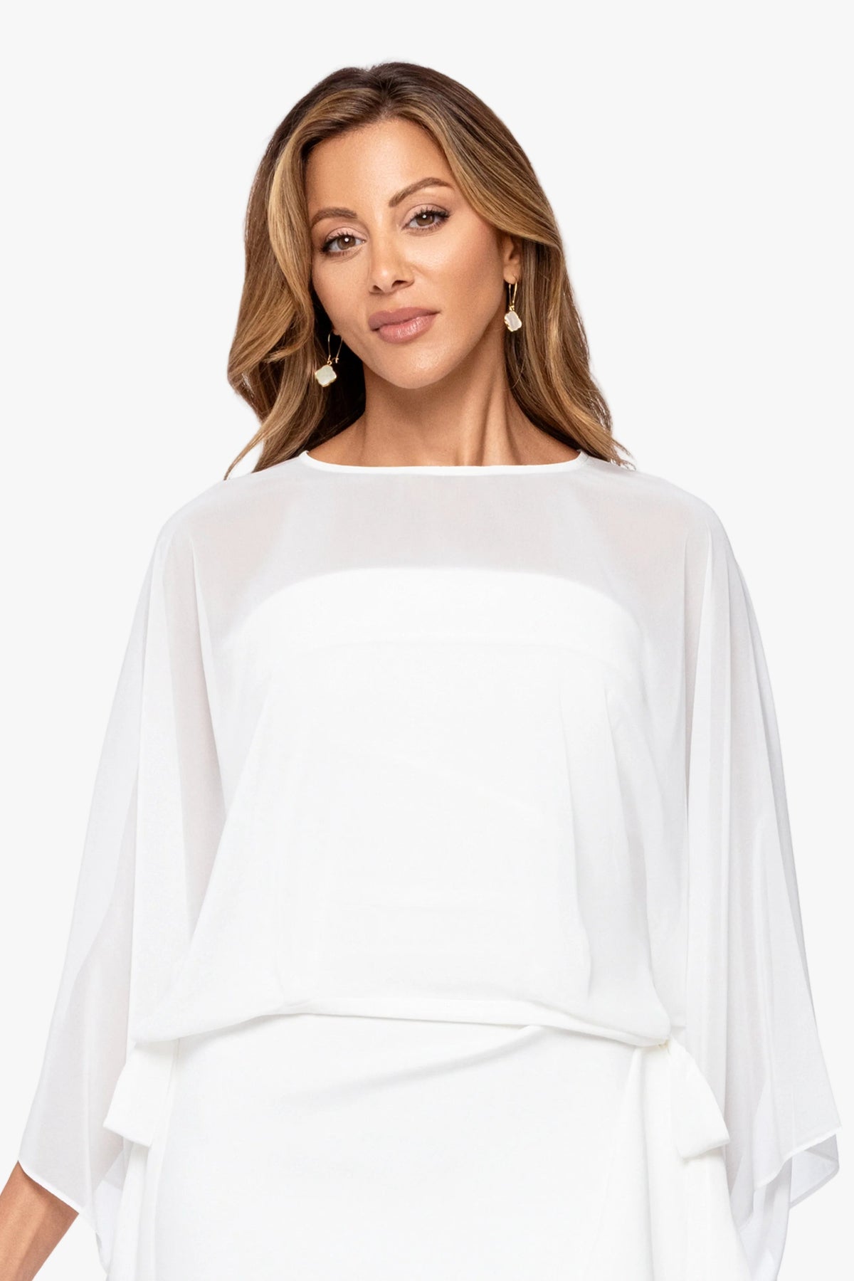 "Demi" Chiffon Pullover Shawl Wrap - Ivory | Betsy & Adam