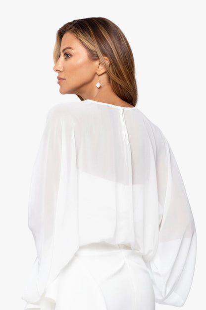 "Demi" Chiffon Pullover Shawl Wrap - Ivory | Betsy & Adam