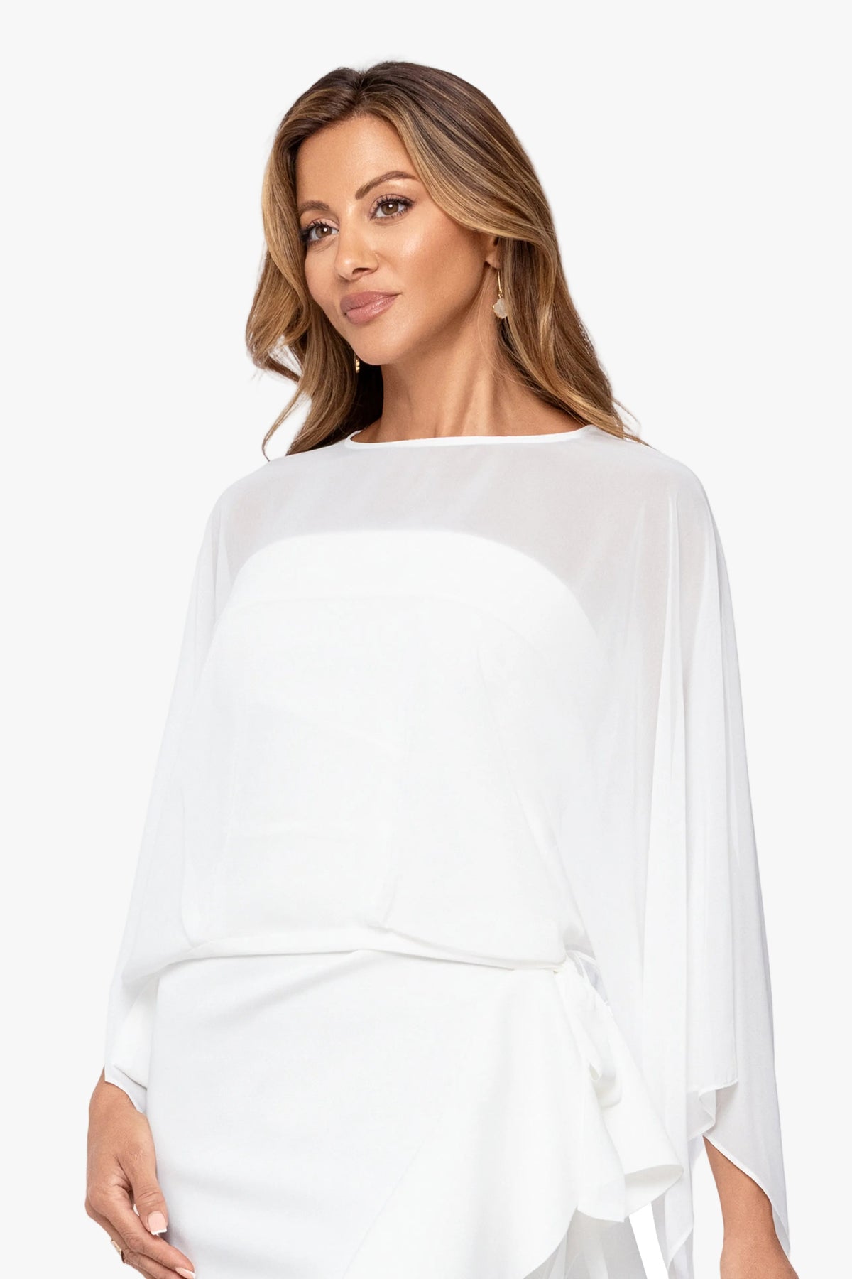 "Demi" Chiffon Pullover Shawl Wrap - Ivory | Betsy & Adam